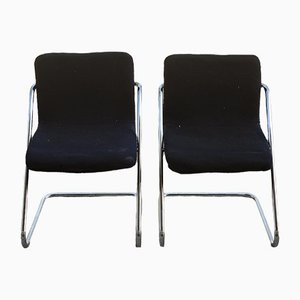 Vintage Chairs in Blue Velvet & Steel, Italy, 1960s, Set of 2-RAQ-1306915