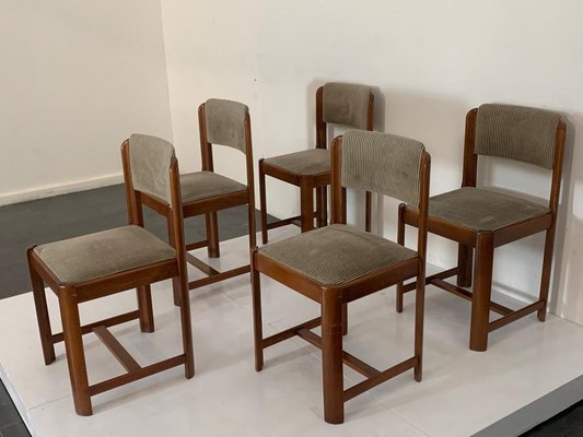 Vintage Chairs in Walnut and Beech, 1970s, Set of 5-IJR-1452973