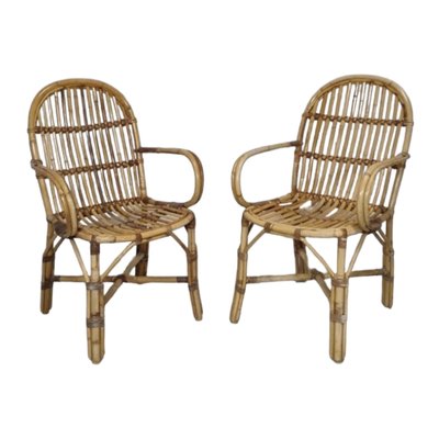 Vintage Chairs with Bamboo and Ratan Plates, Set of 5-TCS-1720702