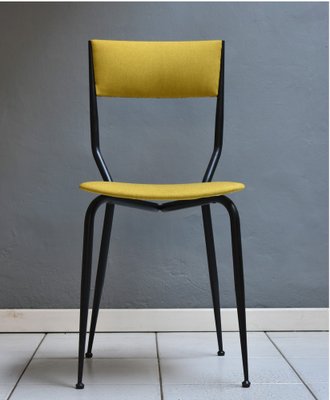 Vintage Chairs with Black Iron Structure and Ocher Yellow Fabric, 1960s, Set of 6-YMJ-1383886