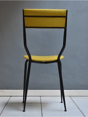 Vintage Chairs with Black Iron Structure and Ocher Yellow Fabric, 1960s, Set of 6-YMJ-1383886