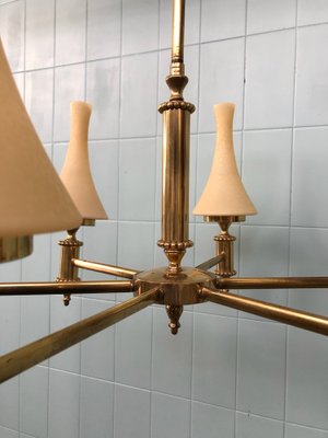 Vintage Chandelier in Brass and Chained Glass Lampshade, 1950s-FOV-1765546