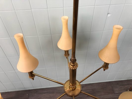 Vintage Chandelier in Brass and Chained Glass Lampshade, 1950s-FOV-1765546