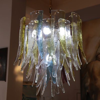 Vintage Chandelier in Murano Glass and Brass by Barbini, 1970s-SBG-2021813