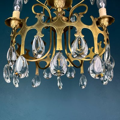 Vintage Chandelier with Crystal Drops, Italy, 1960s-WQC-1059221