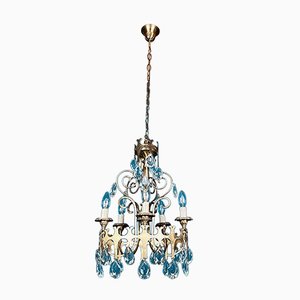 Vintage Chandelier with Crystal Drops, Italy, 1960s-WQC-1059221