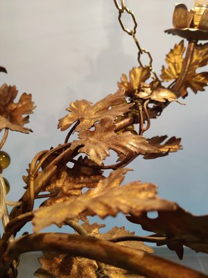 Vintage Chandelier with Grapevine Leaves and Murano Glass from Ferro Art, 1970s-JJT-702716