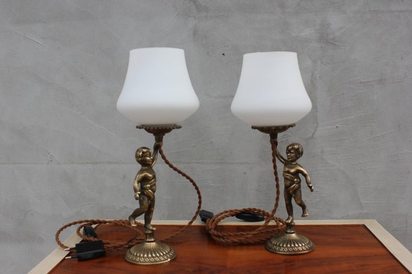 Vintage Cherub Bedside Lamps in Brass-UWJ-1177968