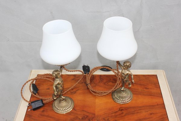 Vintage Cherub Bedside Lamps in Brass-UWJ-1177968