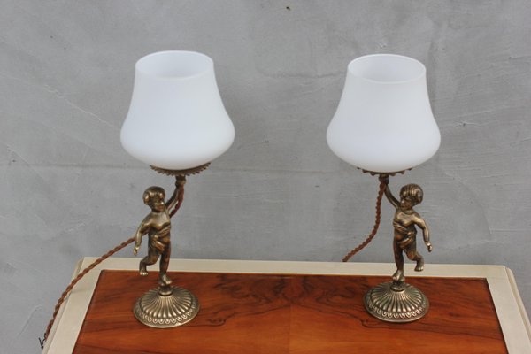 Vintage Cherub Bedside Lamps in Brass-UWJ-1177968