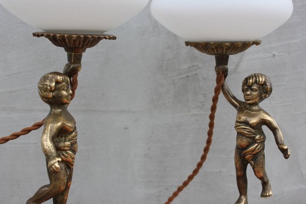 Vintage Cherub Bedside Lamps in Brass-UWJ-1177968