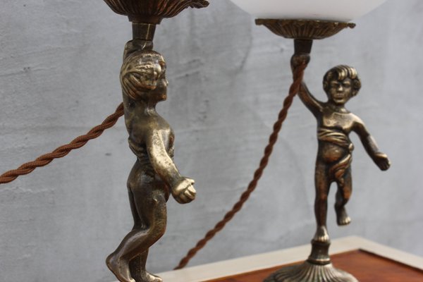 Vintage Cherub Bedside Lamps in Brass-UWJ-1177968