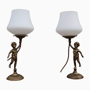 Vintage Cherub Bedside Lamps in Brass-UWJ-1177968