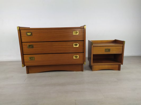 Vintage Chest of Drawers and Bedside Table from Gautier, Set of 2-EAD-925205