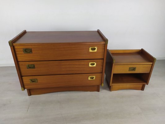 Vintage Chest of Drawers and Bedside Table from Gautier, Set of 2-EAD-925205