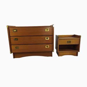 Vintage Chest of Drawers and Bedside Table from Gautier, Set of 2-EAD-925205