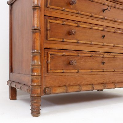 Vintage Chest of Drawers in Faux Bamboo and Dark Pine-NYF-2018995