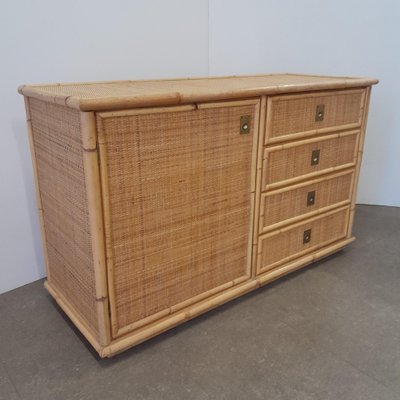 Vintage Chest of Drawers in Rattan and Bamboo, 1970s-LMR-1722262