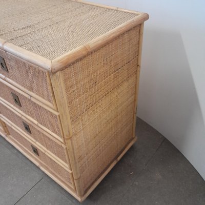 Vintage Chest of Drawers in Rattan and Bamboo, 1970s-LMR-1722262