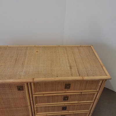 Vintage Chest of Drawers in Rattan and Bamboo, 1970s-LMR-1722262