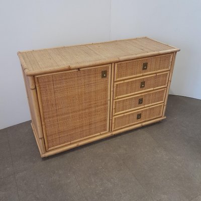 Vintage Chest of Drawers in Rattan and Bamboo, 1970s-LMR-1722262