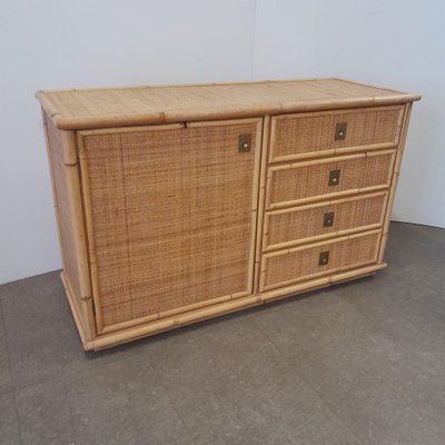 Vintage Chest of Drawers in Rattan and Bamboo, 1970s-LMR-1722262