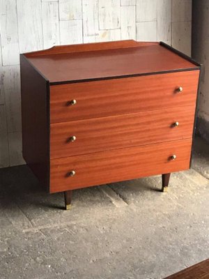 Vintage Chest of Drawers with Black Trim and Gold Knobs-OXJ-896956