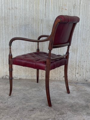 Vintage Chesterfield Hardwood Red Leather Dining Chairs, Set of 10-PSK-1002520