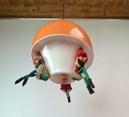 Vintage Children's Room Hanging Lamp with Dwarfs, 1970s-WZZ-1385504