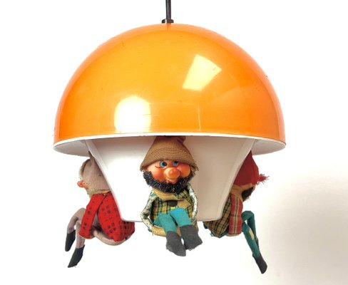 Vintage Children's Room Hanging Lamp with Dwarfs, 1970s-WZZ-1385504