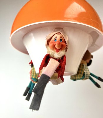 Vintage Children's Room Hanging Lamp with Dwarfs, 1970s-WZZ-1385504