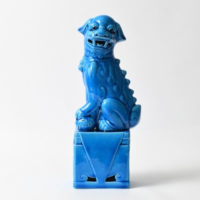 Vintage Chinese Blue Glazed Foo Dog Figurine, 1970s-IXK-1413906