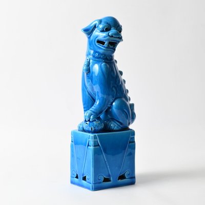 Vintage Chinese Blue Glazed Foo Dog Figurine, 1970s-IXK-1413906