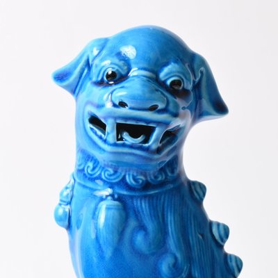 Vintage Chinese Blue Glazed Foo Dog Figurine, 1970s-IXK-1413906