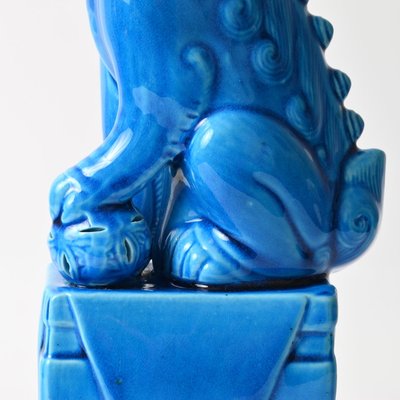 Vintage Chinese Blue Glazed Foo Dog Figurine, 1970s-IXK-1413906