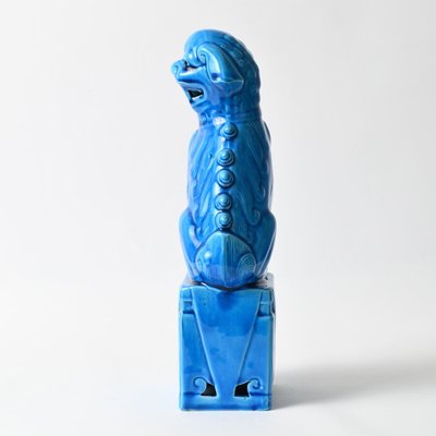 Vintage Chinese Blue Glazed Foo Dog Figurine, 1970s-IXK-1413906