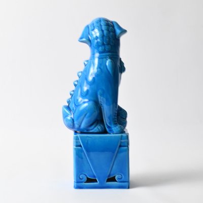 Vintage Chinese Blue Glazed Foo Dog Figurine, 1970s-IXK-1413906