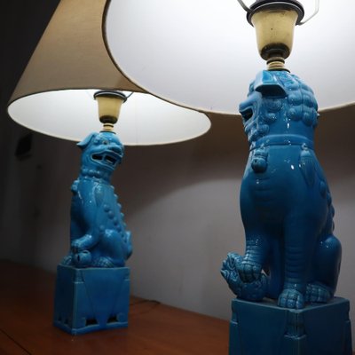 Vintage Chinese Ceramic Foo Dog Lamps, 1970s, Set of 2-SBG-2041695