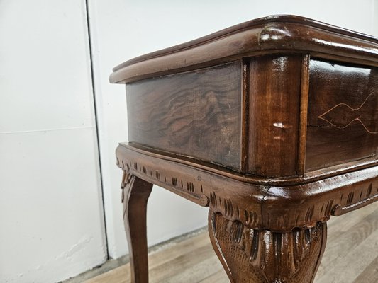 Vintage Chippendale Style Dressing Table in Walnut with Brass Handles, 1930s-ZUW-2022702