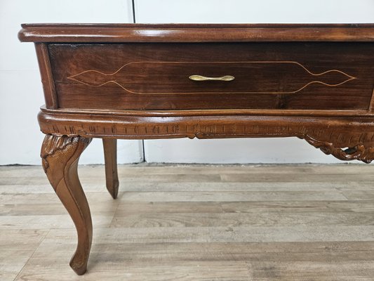 Vintage Chippendale Style Dressing Table in Walnut with Brass Handles, 1930s-ZUW-2022702