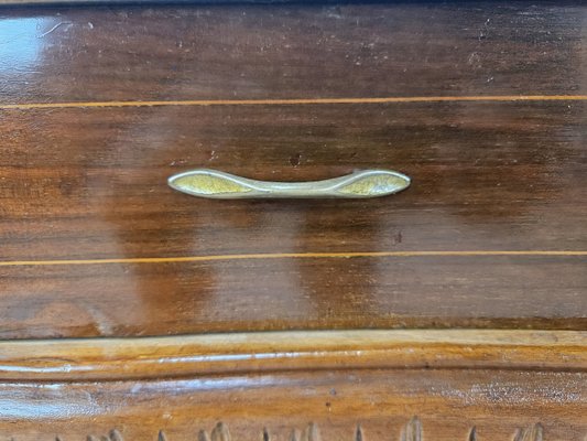 Vintage Chippendale Style Dressing Table in Walnut with Brass Handles, 1930s-ZUW-2022702