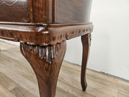 Vintage Chippendale Style Dressing Table in Walnut with Brass Handles, 1930s-ZUW-2022702