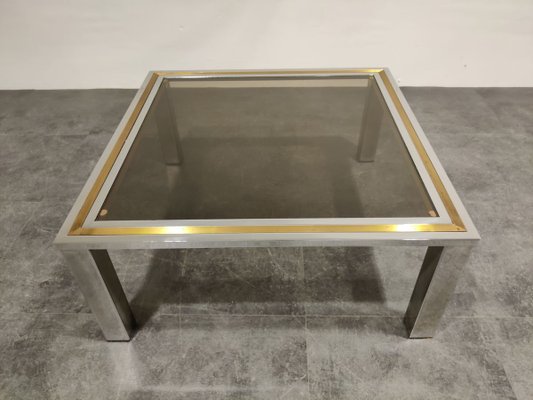 Vintage Chrome and Brass Coffee Table, 1970s-IRH-771692