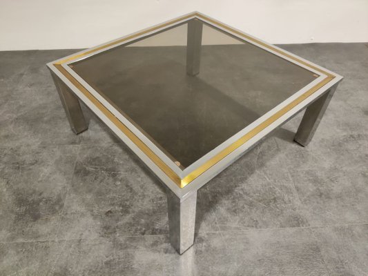 Vintage Chrome and Brass Coffee Table, 1970s-IRH-771692