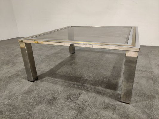 Vintage Chrome and Brass Coffee Table, 1970s-IRH-771692