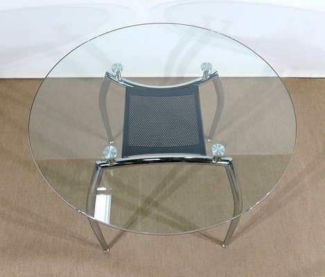 Vintage Chrome and Glass Metal Table, 1970s-RVK-1311080