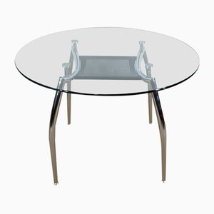 Vintage Chrome and Glass Metal Table, 1970s-RVK-1311080