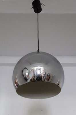 Vintage Chrome & Black Plastic Ball Lamp from Kramer Lights, 1970s-HOI-903429