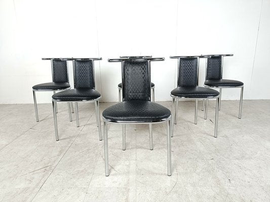 Vintage Chrome Dining Chairs, 1980s, Set of 6-IRH-1807989