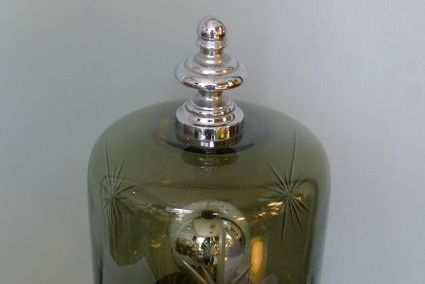 Vintage Chrome Harold & Maude Table Lamp with Goblet-Shaped Cut Glass Shade, 1970s-VRE-902694